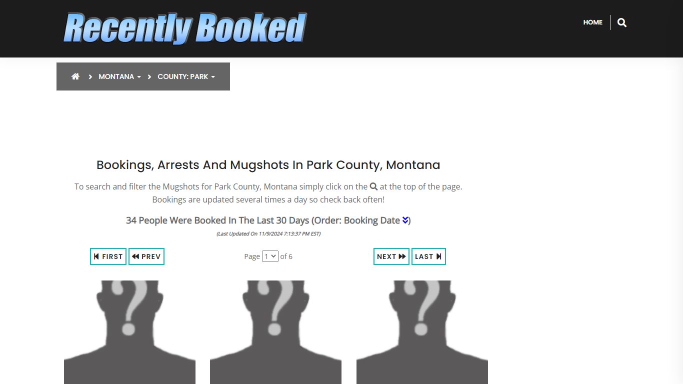 Bookings, Arrests and Mugshots in Park County, Montana - Recently Booked